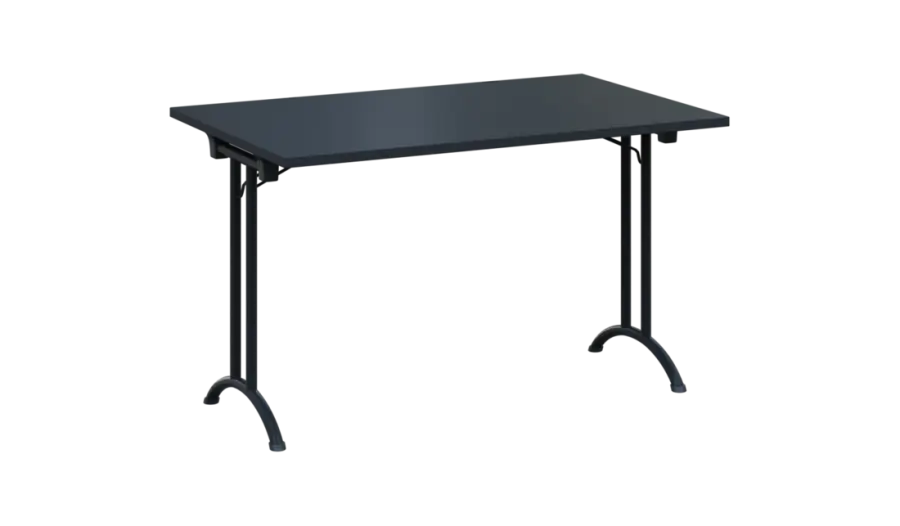 SLA 125 lak skládací jednací stůl 1250x800, deska 25 mm, podnož černý lak, deska antracit